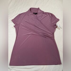 DKNY Dusty Purple Short Sleeve Wrap Top